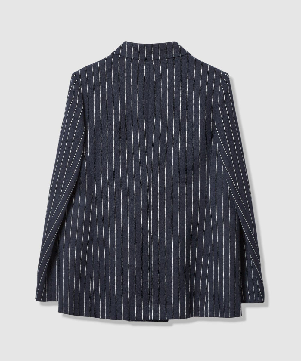 allureville リネンストライプダブルジャケット ネイビー (65)
