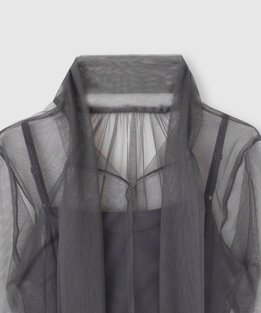 allureville チュールボウロングスリーブ プルオーバー グレー (92)