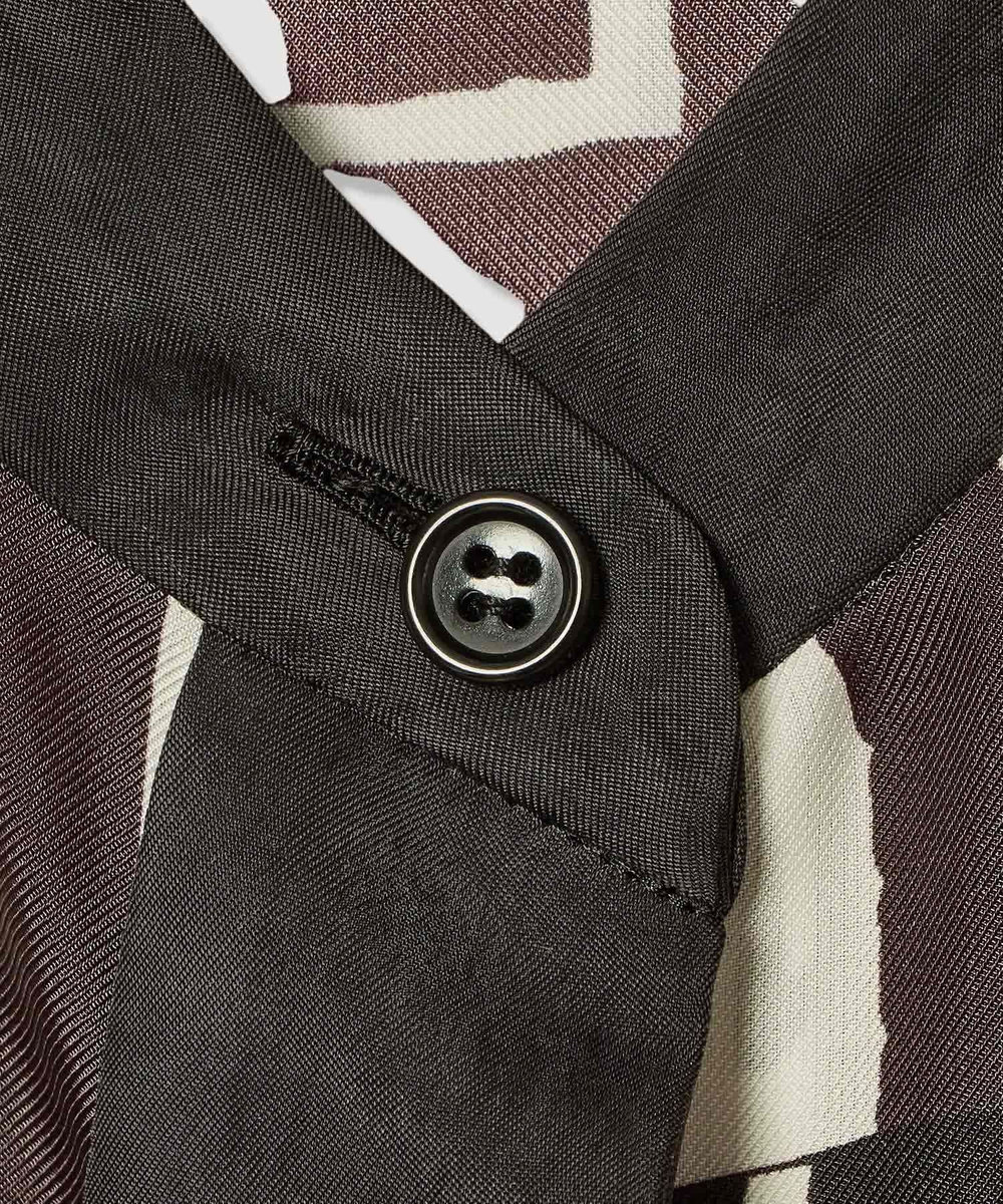 allureville パッチワークプリントボウブラウス ブラウン (81)