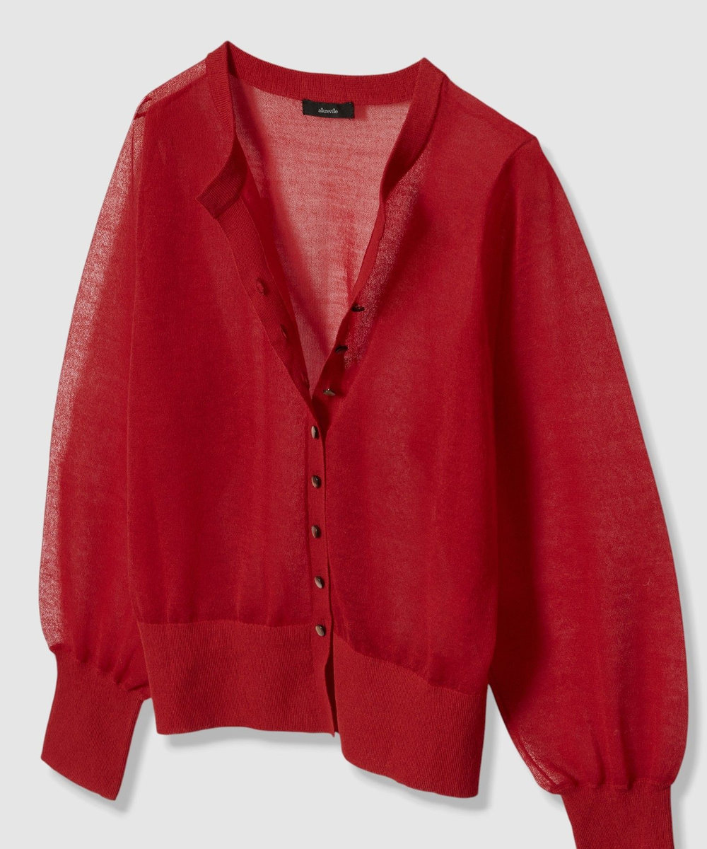 allureville シアーラミースキッパーカーディガン レッド (43)