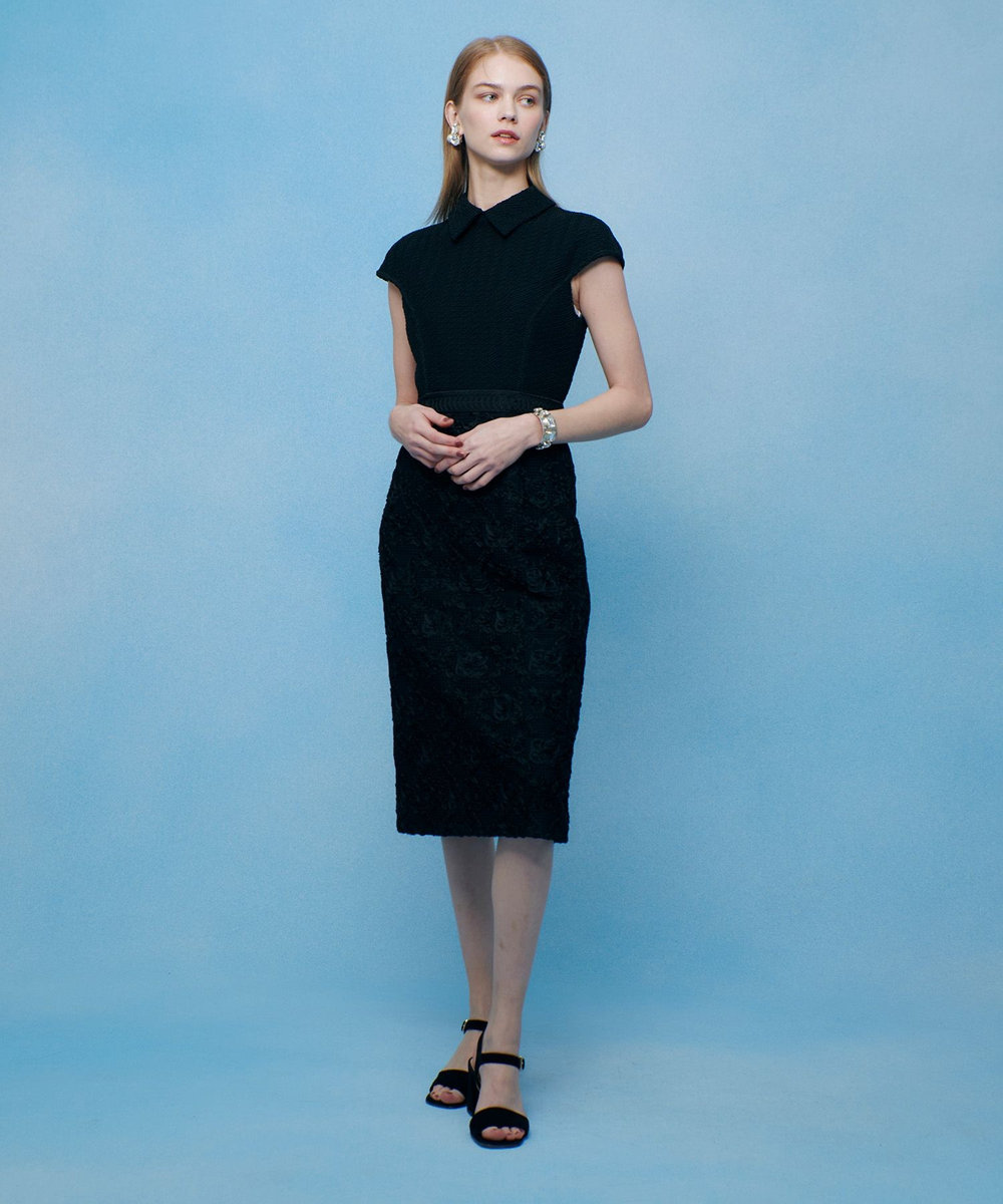 LOULOU WILLOUGHBY 【LOULOU WILLOUGHBY】コード刺繍ドッキングワンピース ブラック (95)