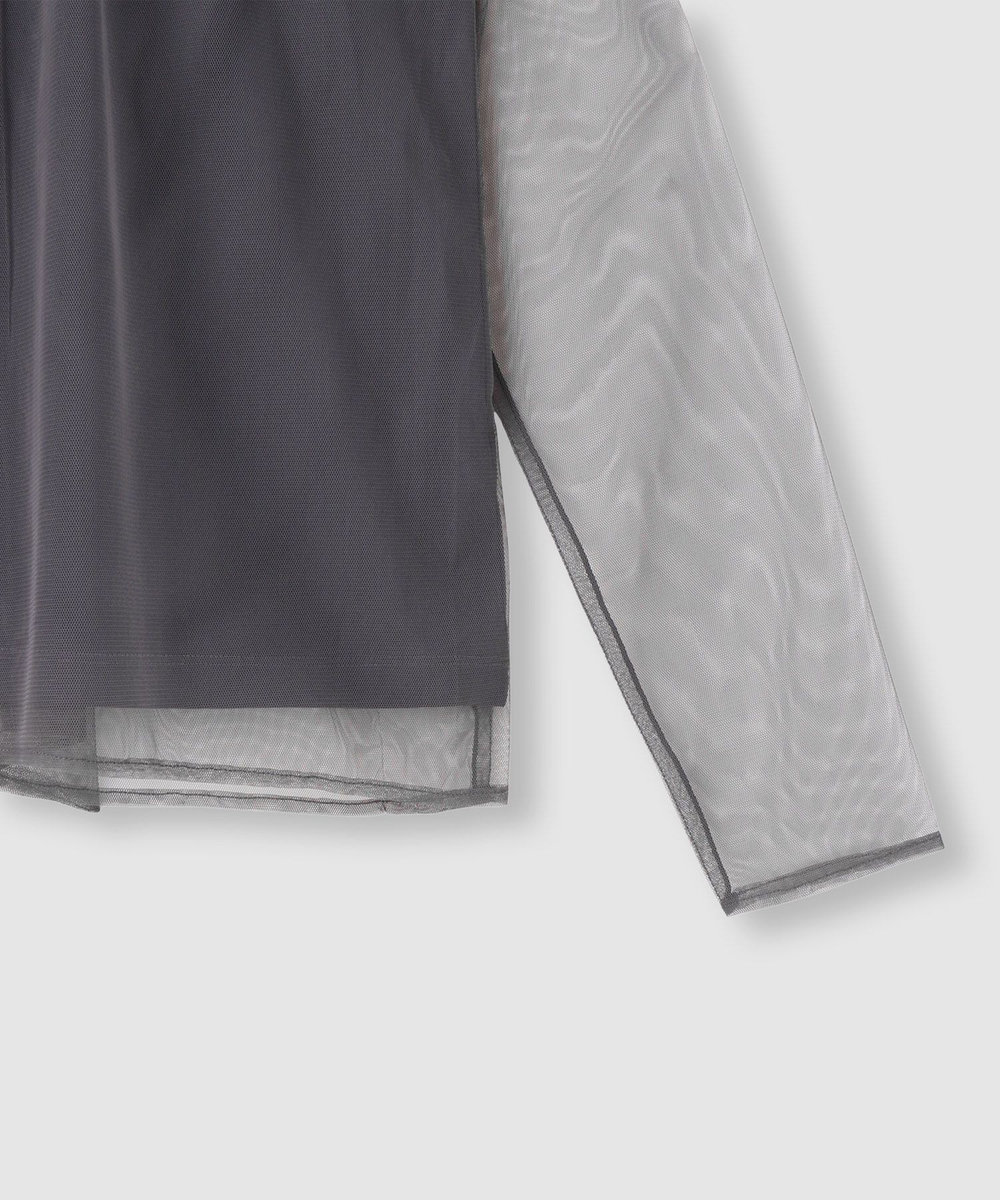 allureville チュールボウロングスリーブ プルオーバー グレー (92)