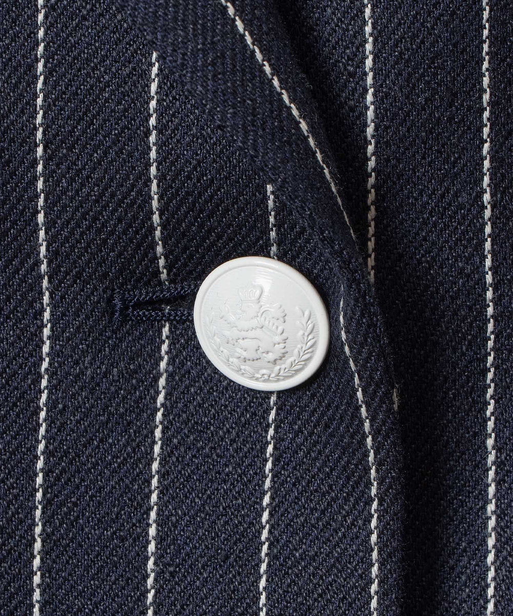 allureville リネンストライプダブルジャケット ネイビー (65)