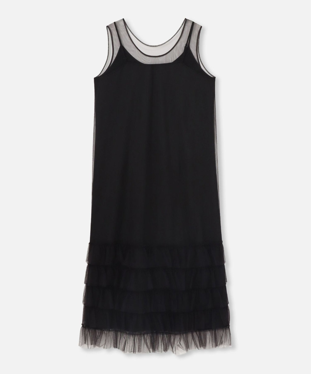 allureville チュールフリルティアードワンピース ブラック (95)