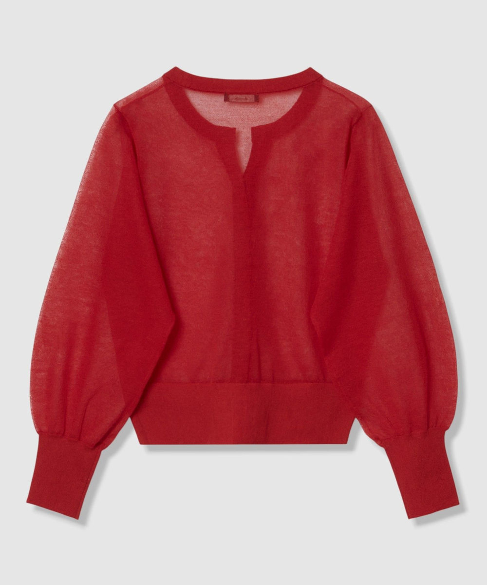 allureville シアーラミースキッパーカーディガン レッド (43)