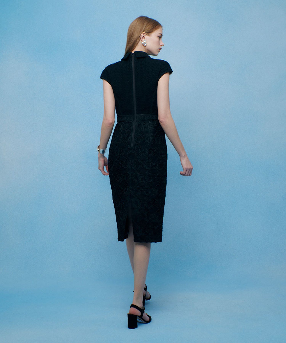 LOULOU WILLOUGHBY 【LOULOU WILLOUGHBY】コード刺繍ドッキングワンピース ブラック (95)