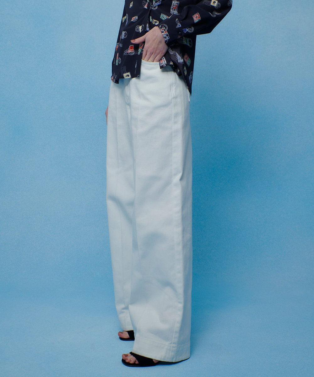 LOULOU WILLOUGHBY 【LOULOU WILLOUGHBY】ハイウエストワイドデニムパンツ オフホワイト (02)
