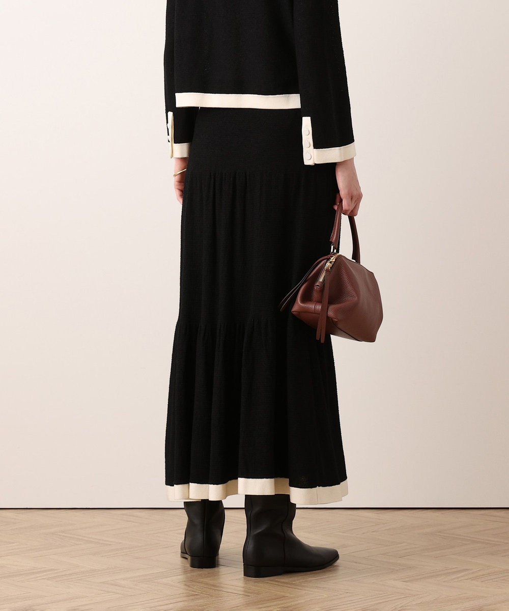 allureville バイカラーティアードニットスカート ブラック (95)