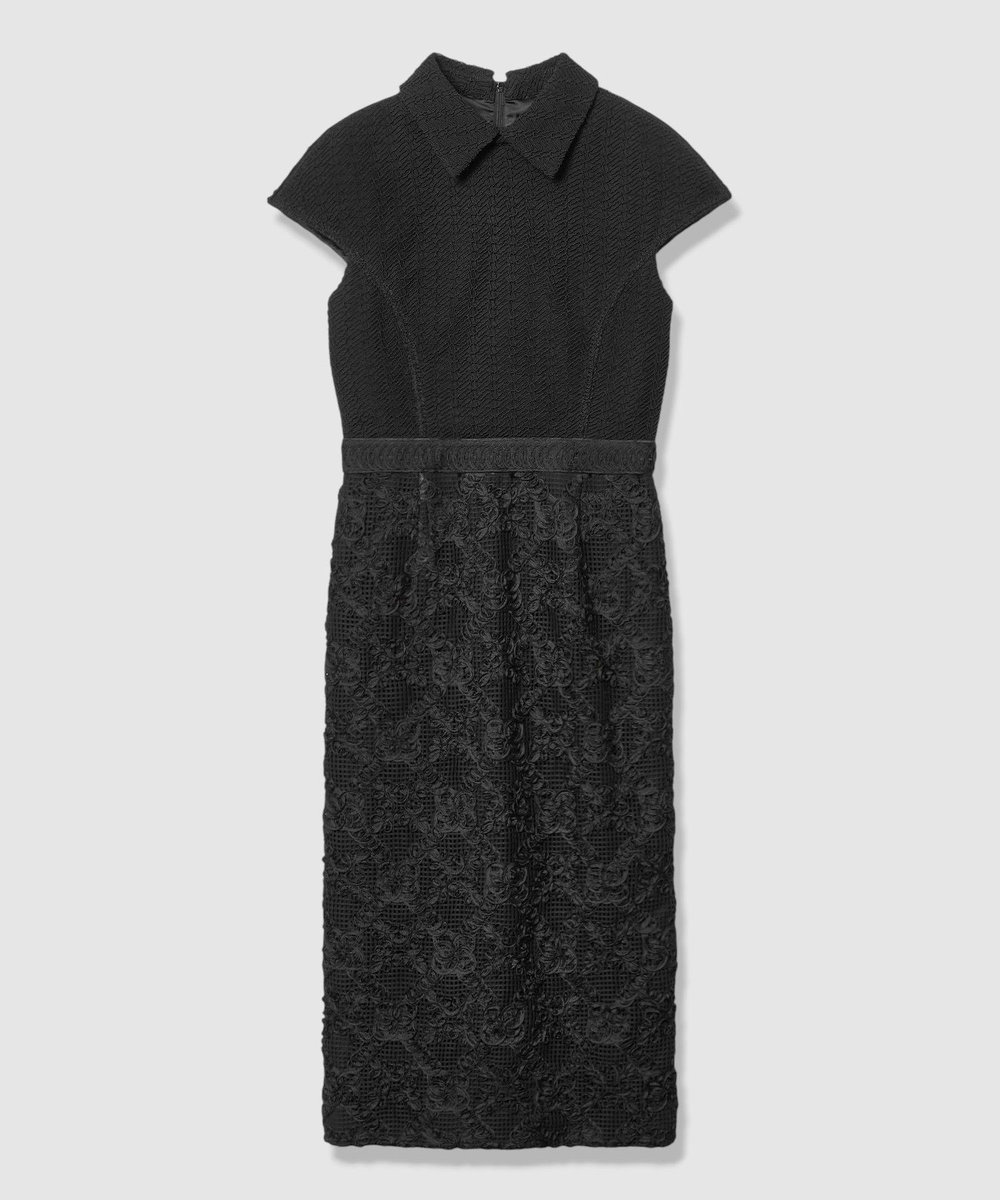 LOULOU WILLOUGHBY 【LOULOU WILLOUGHBY】コード刺繍ドッキングワンピース ブラック (95)