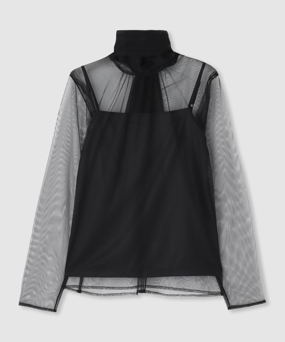 allureville チュールボウロングスリーブ プルオーバー ブラック (95)