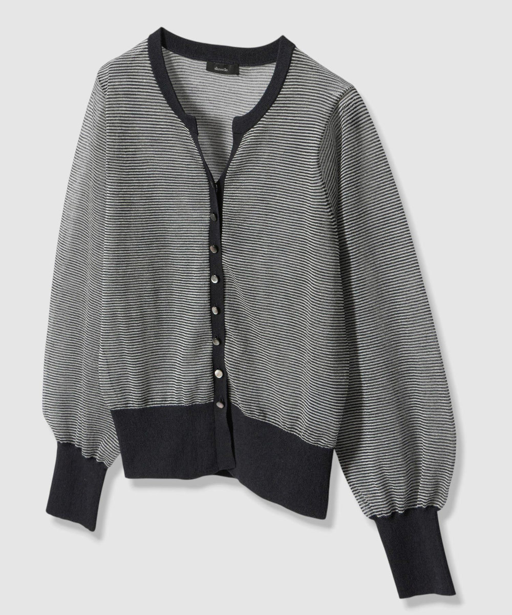 allureville シアーラミースキッパーカーディガン ブルー系 (68)