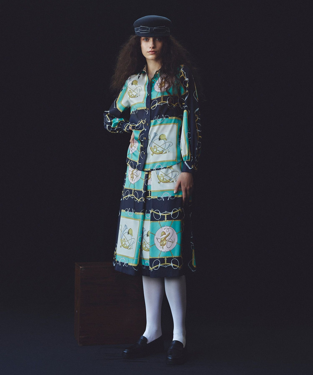 LOULOU WILLOUGHBY 【LOULOU WILLOUGHBY】RATTIジョッキープリントスカート ブルー (61)