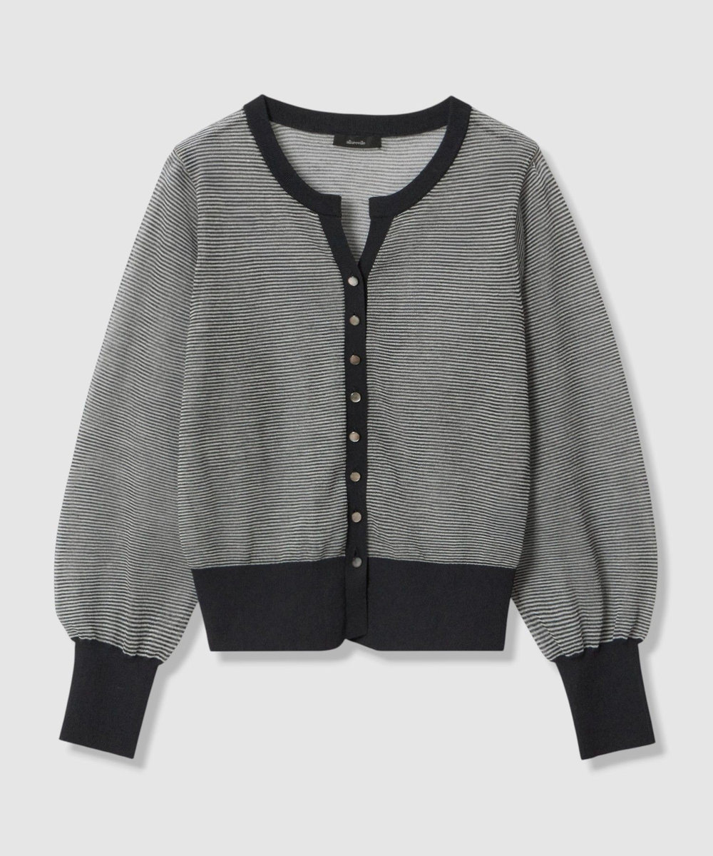 allureville シアーラミースキッパーカーディガン ブルー系 (68)