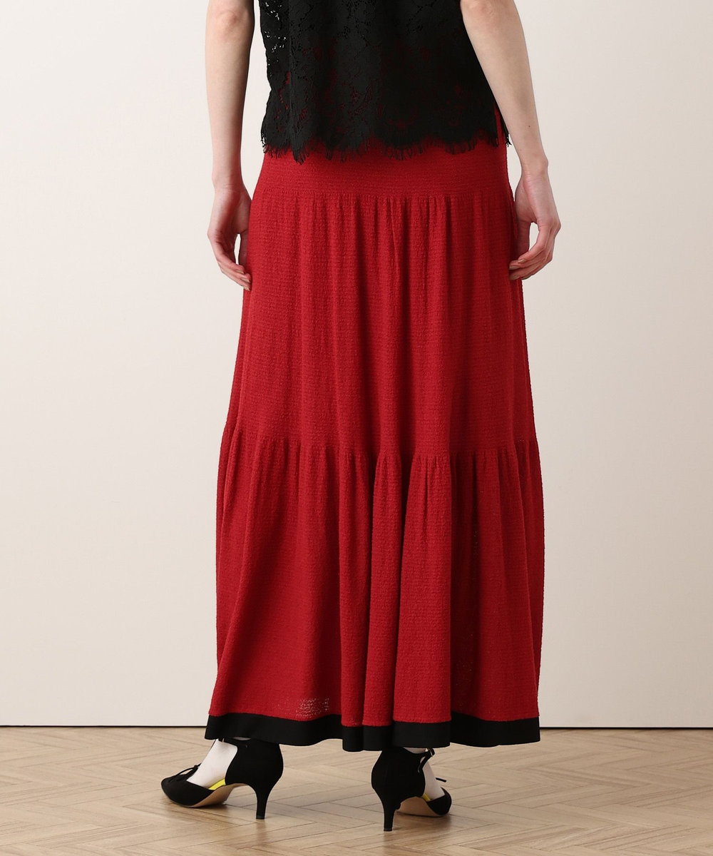 allureville バイカラーティアードニットスカート レッド (43)