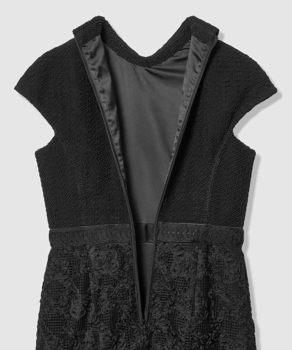 LOULOU WILLOUGHBY 【LOULOU WILLOUGHBY】コード刺繍ドッキングワンピース ブラック (95)