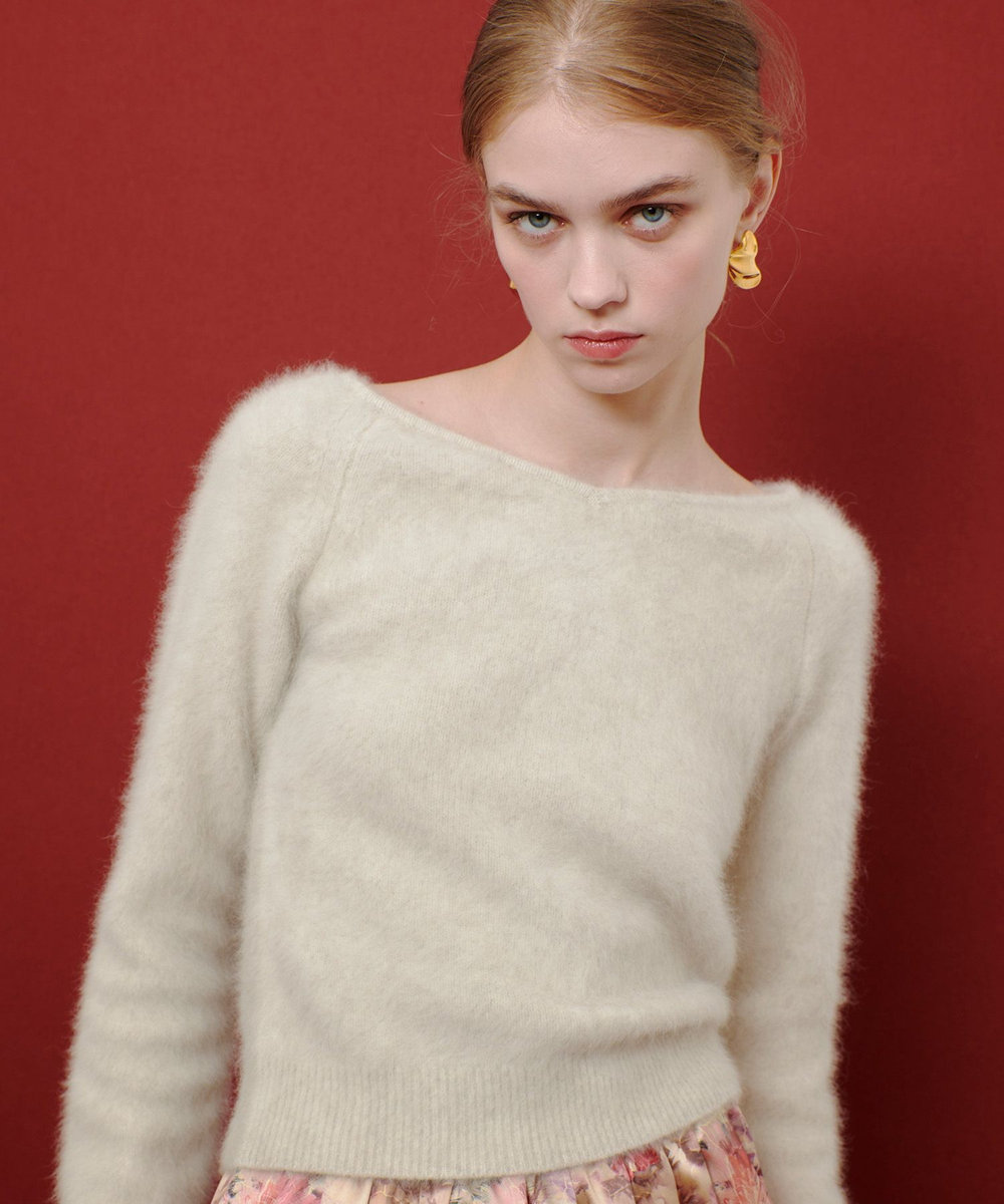 LOULOU WILLOUGHBY 【LOULOU WILLOUGHBY】カシミヤブレンドファー加工プルオーバー ライトベージュ (12)