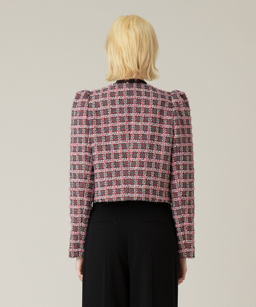 LOULOU WILLOUGHBY TOURNIERツイードショートジャケット ピンク (41)