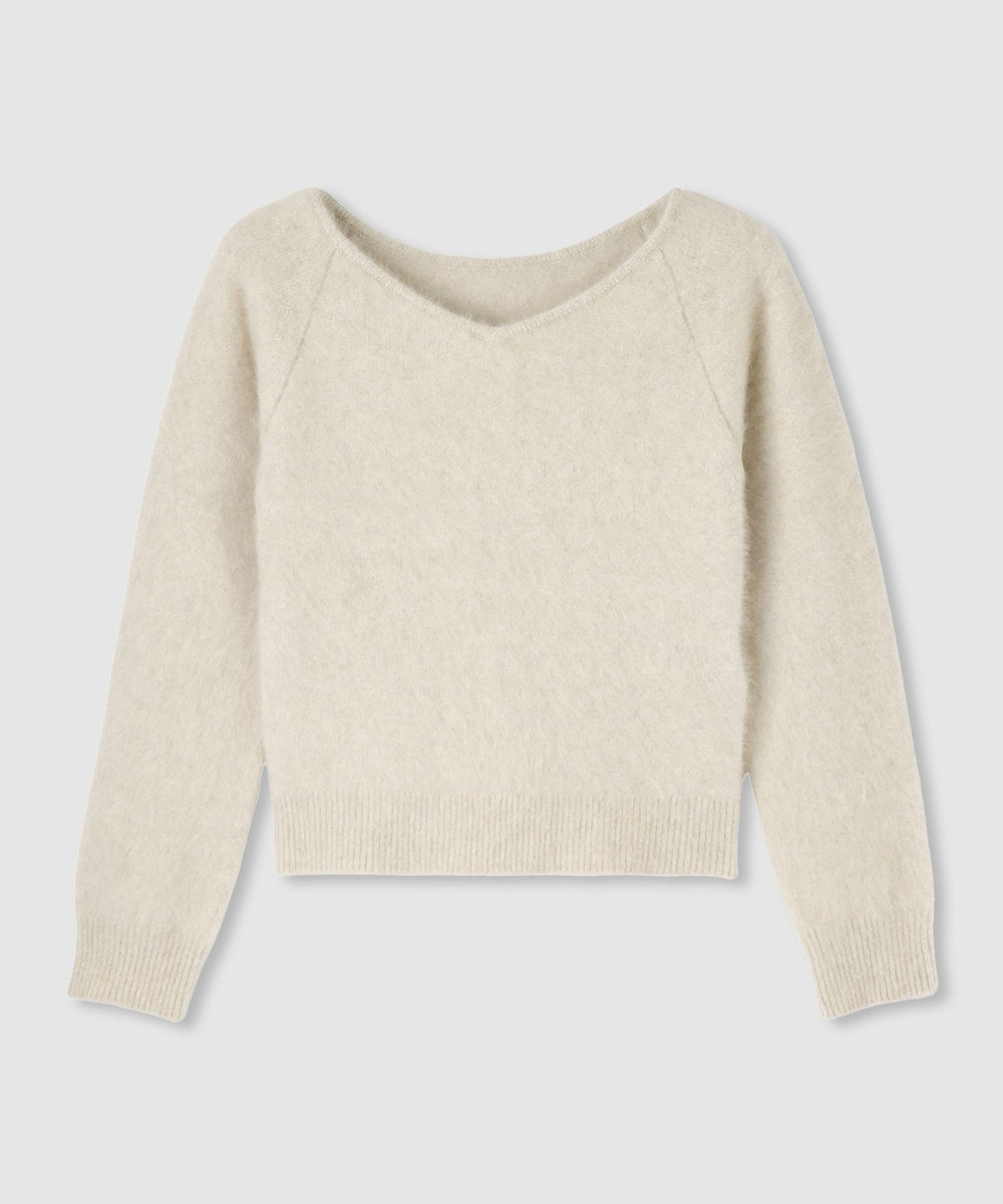 LOULOU WILLOUGHBY 【LOULOU WILLOUGHBY】カシミヤブレンドファー加工プルオーバー ライトベージュ (12)
