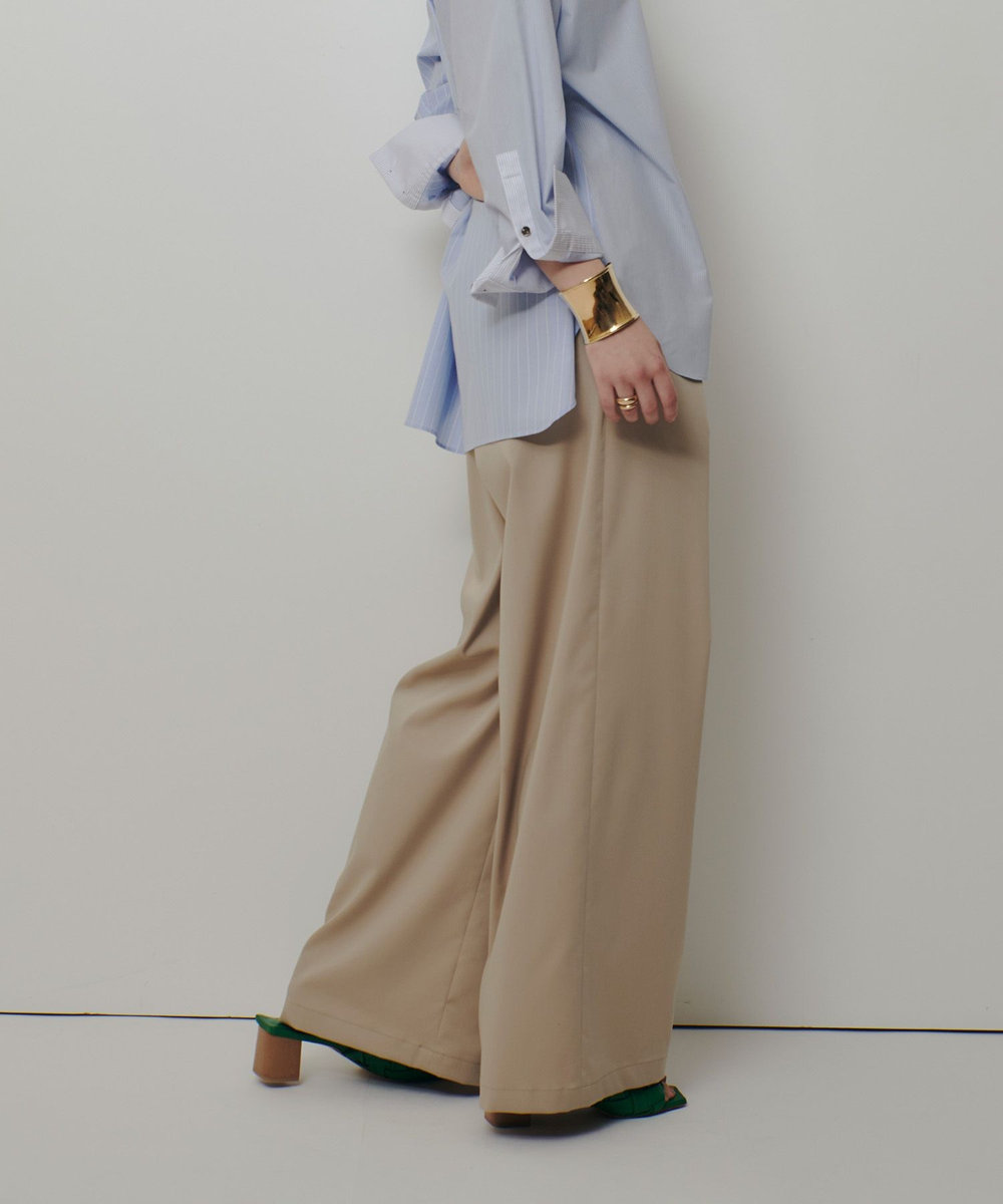 allureville サテンストレッチベルテッドパンツ ベージュ (11)