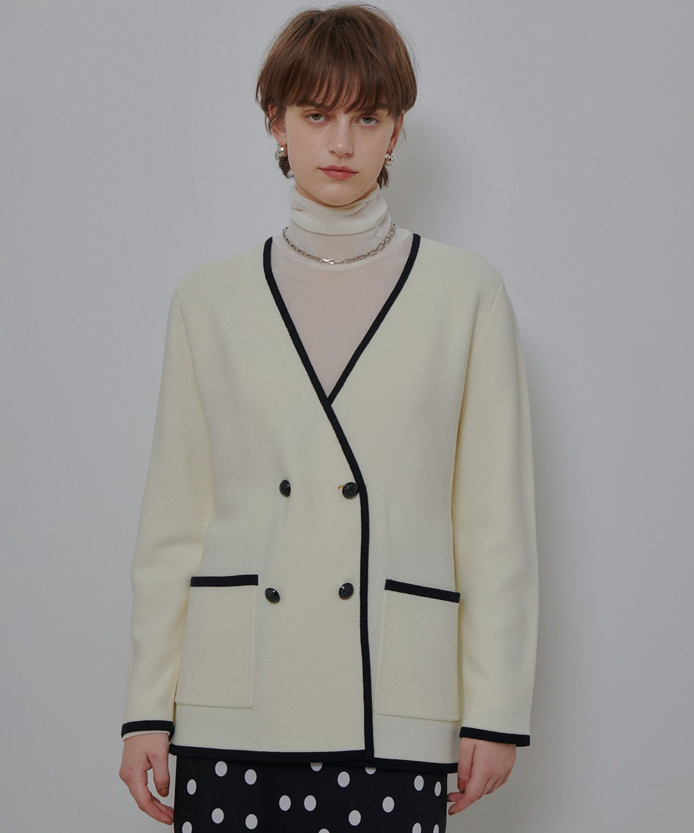 ガーターノーカラーニットジャケット|allureville OFFICIAL SITE