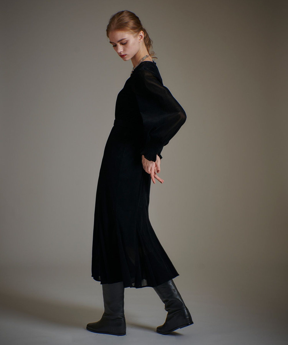 LOULOU WILLOUGHBY 【LOULOU WILLOUGHBY】チュールフロッキーマーメイドワンピース ブラック (95)