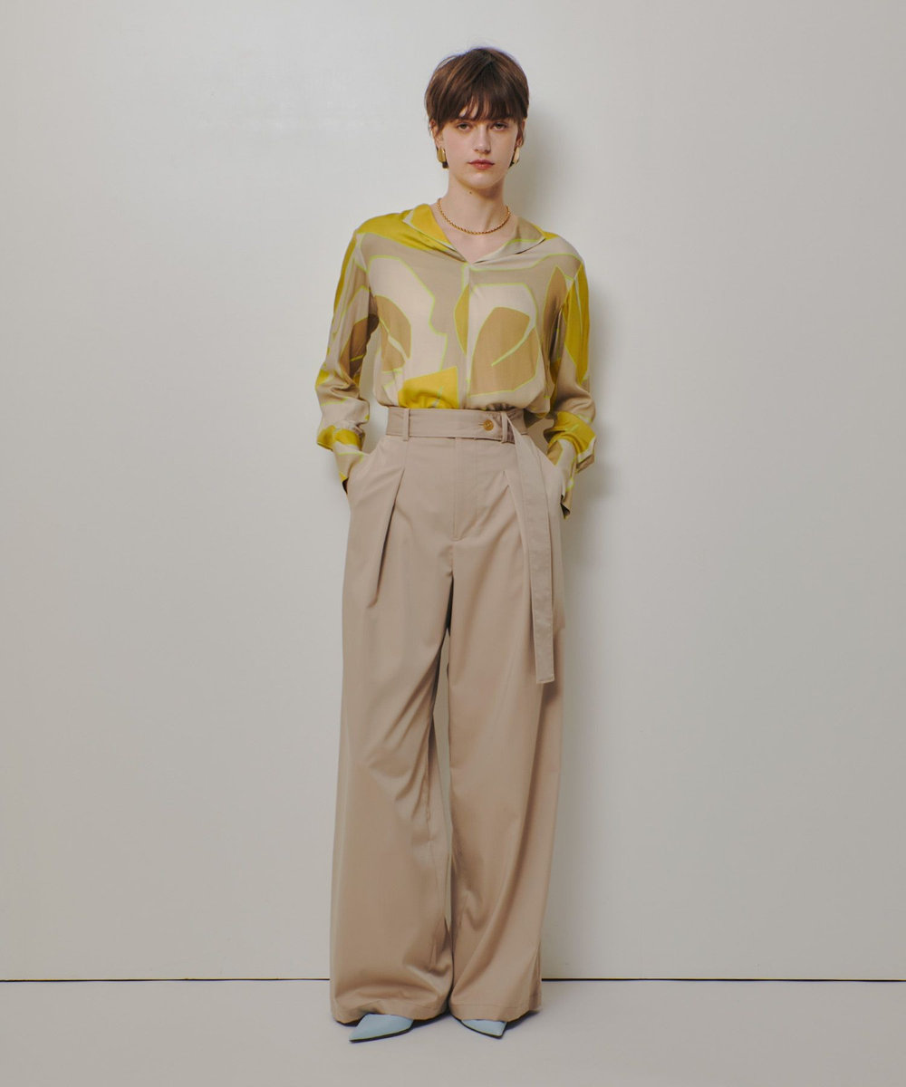 allureville サテンストレッチベルテッドパンツ ベージュ (11)