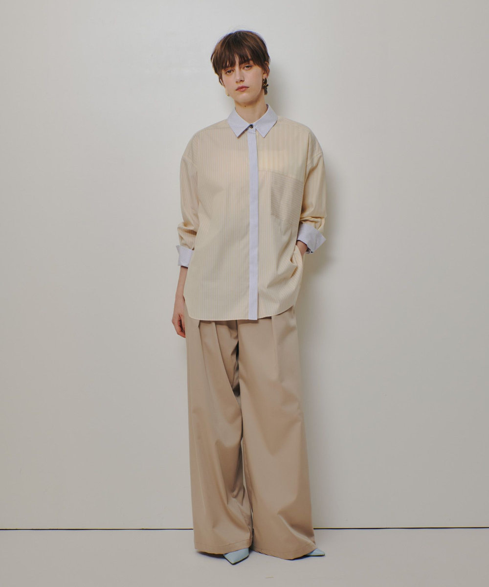 allureville サテンストレッチベルテッドパンツ ベージュ (11)