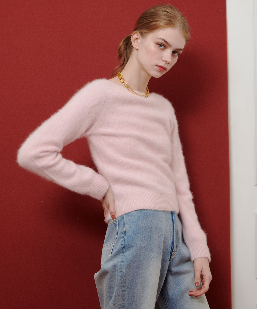 LOULOU WILLOUGHBY 【LOULOU WILLOUGHBY】カシミヤブレンドファー加工プルオーバー ライトピンク (42)