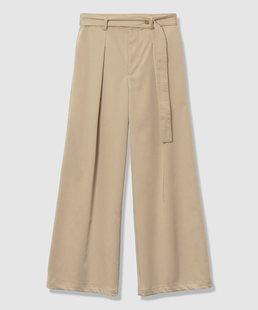 allureville サテンストレッチベルテッドパンツ ベージュ (11)