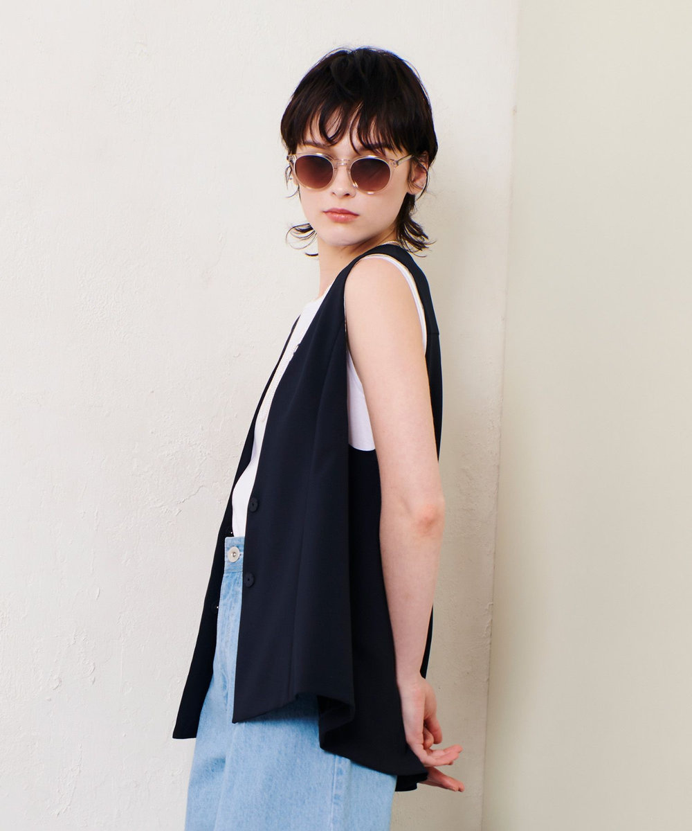 allureville ダブルクロスドレープジレ ネイビー (65)