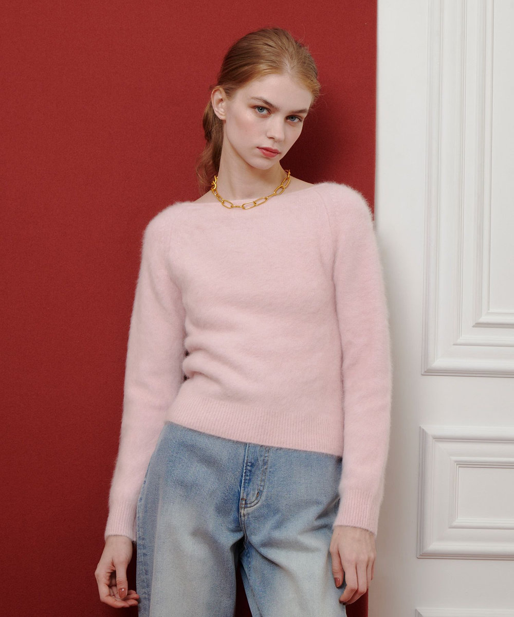 LOULOU WILLOUGHBY 【LOULOU WILLOUGHBY】カシミヤブレンドファー加工プルオーバー ライトピンク (42)