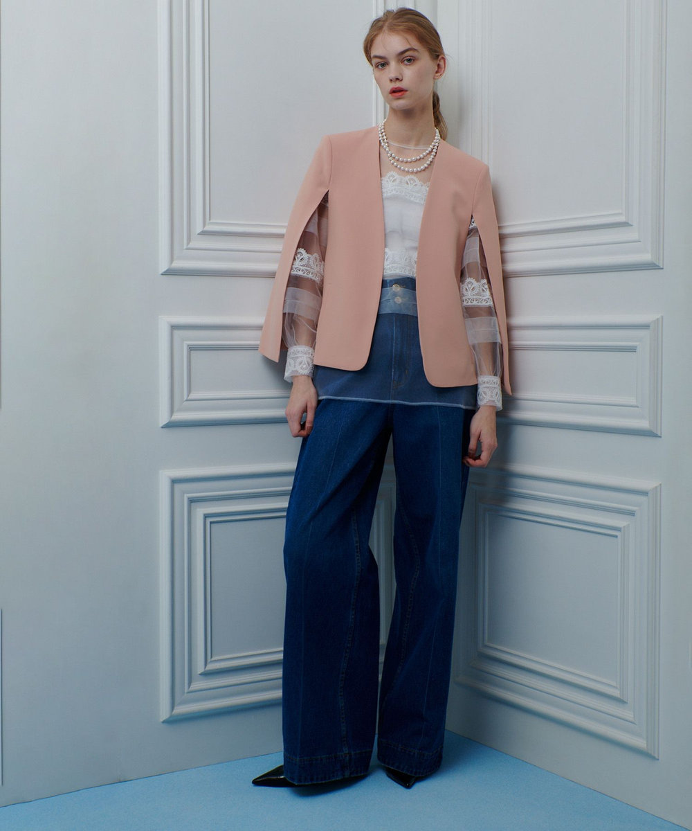 LOULOU WILLOUGHBY 【LOULOU WILLOUGHBY】ハイウエストワイドデニムパンツ ブルー (61)