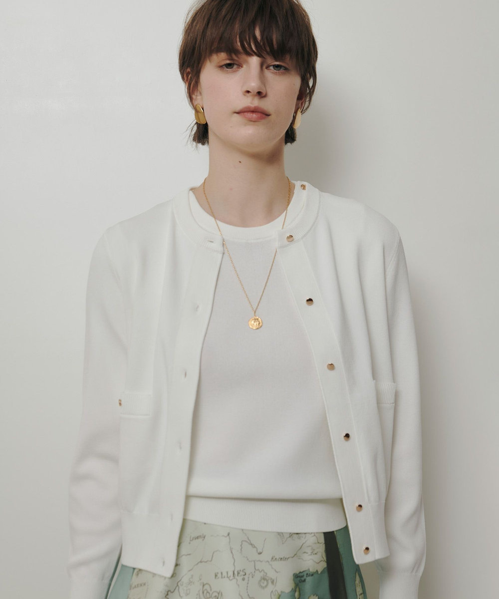 allureville ポケットクルーカーディガン オフホワイト (02)
