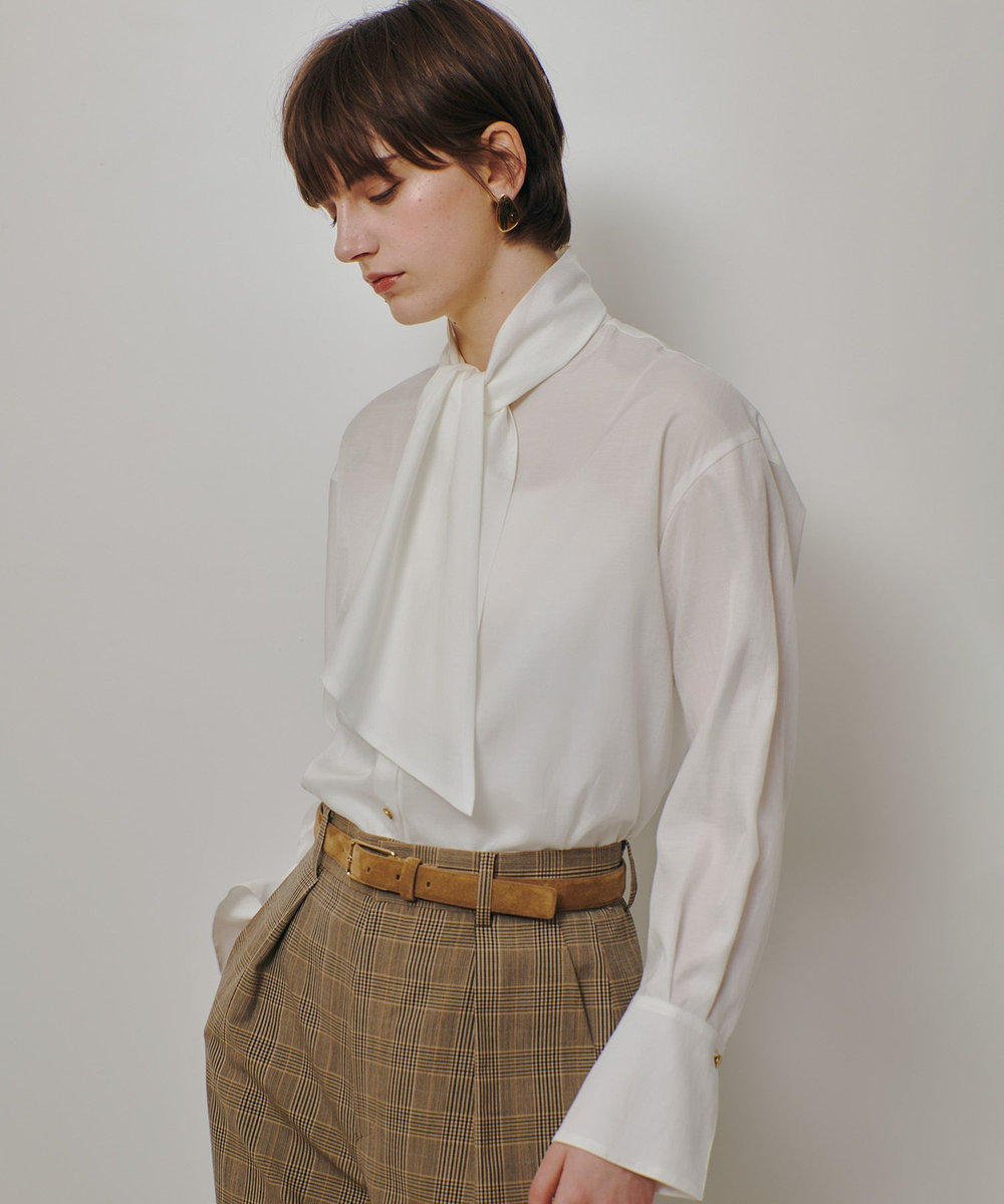 allureville キュプラコットンビッグタイブラウス ホワイト (01)