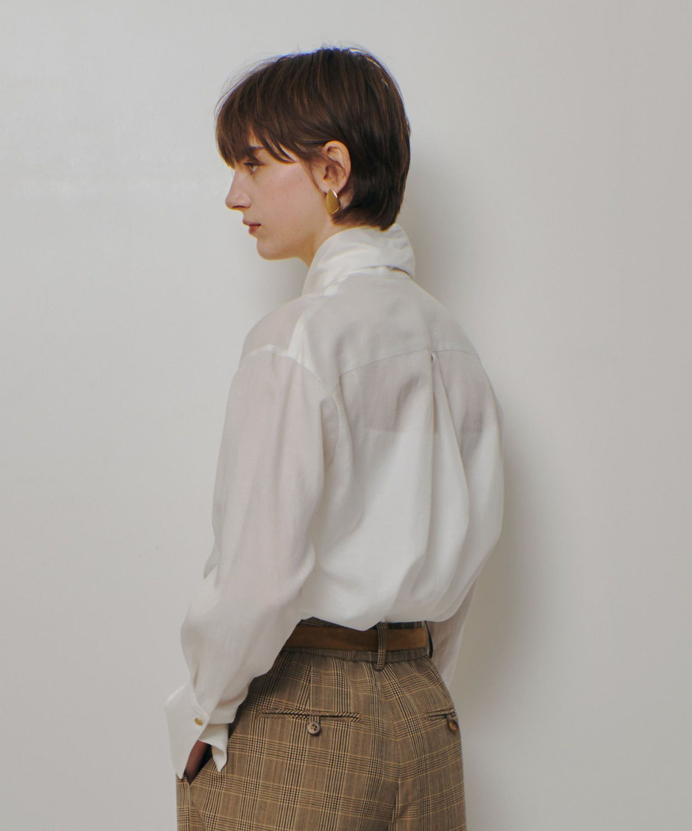 allureville キュプラコットンビッグタイブラウス ホワイト (01)