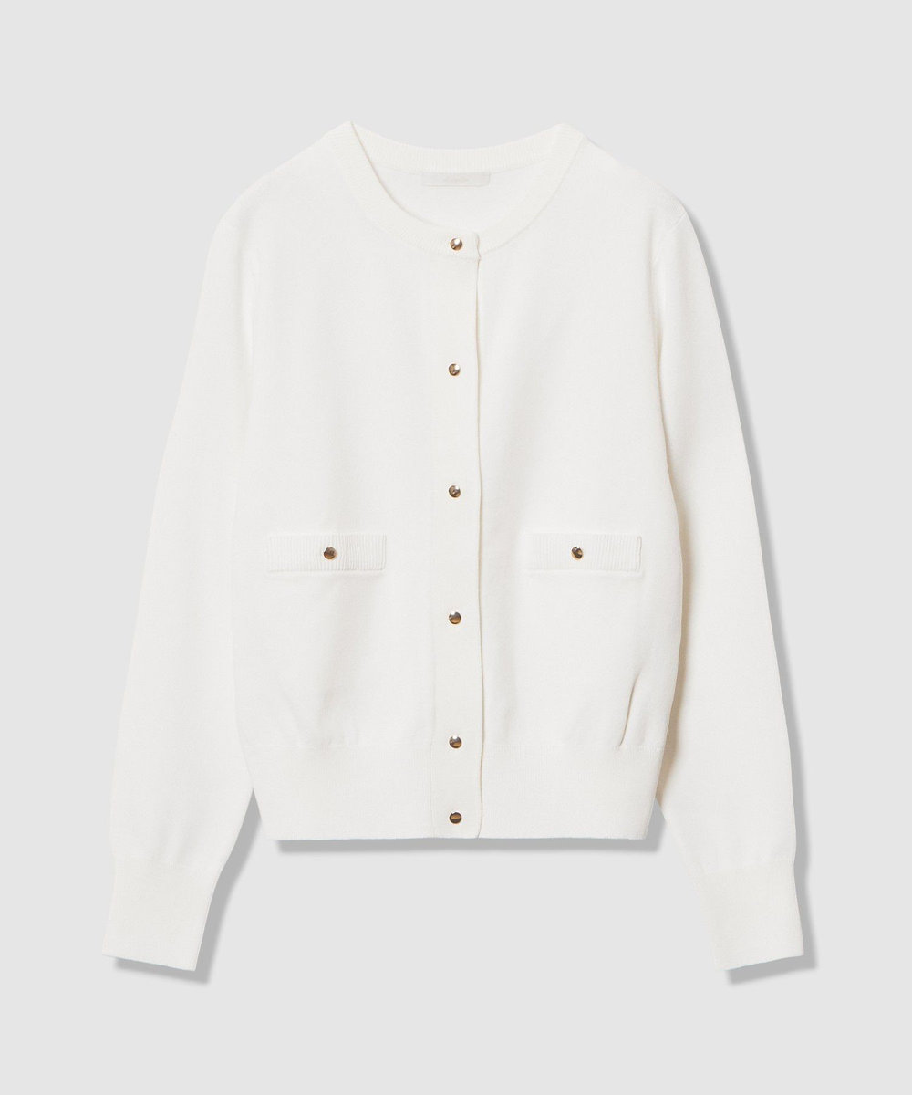 allureville ポケットクルーカーディガン オフホワイト (02)