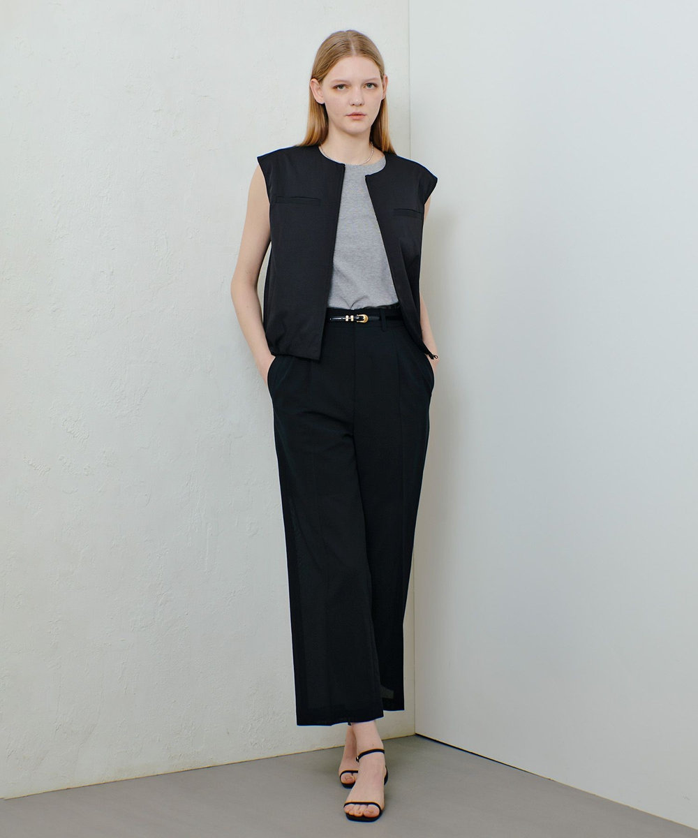 allureville ボイルシアーセンタープレスパンツ ブラック (95)