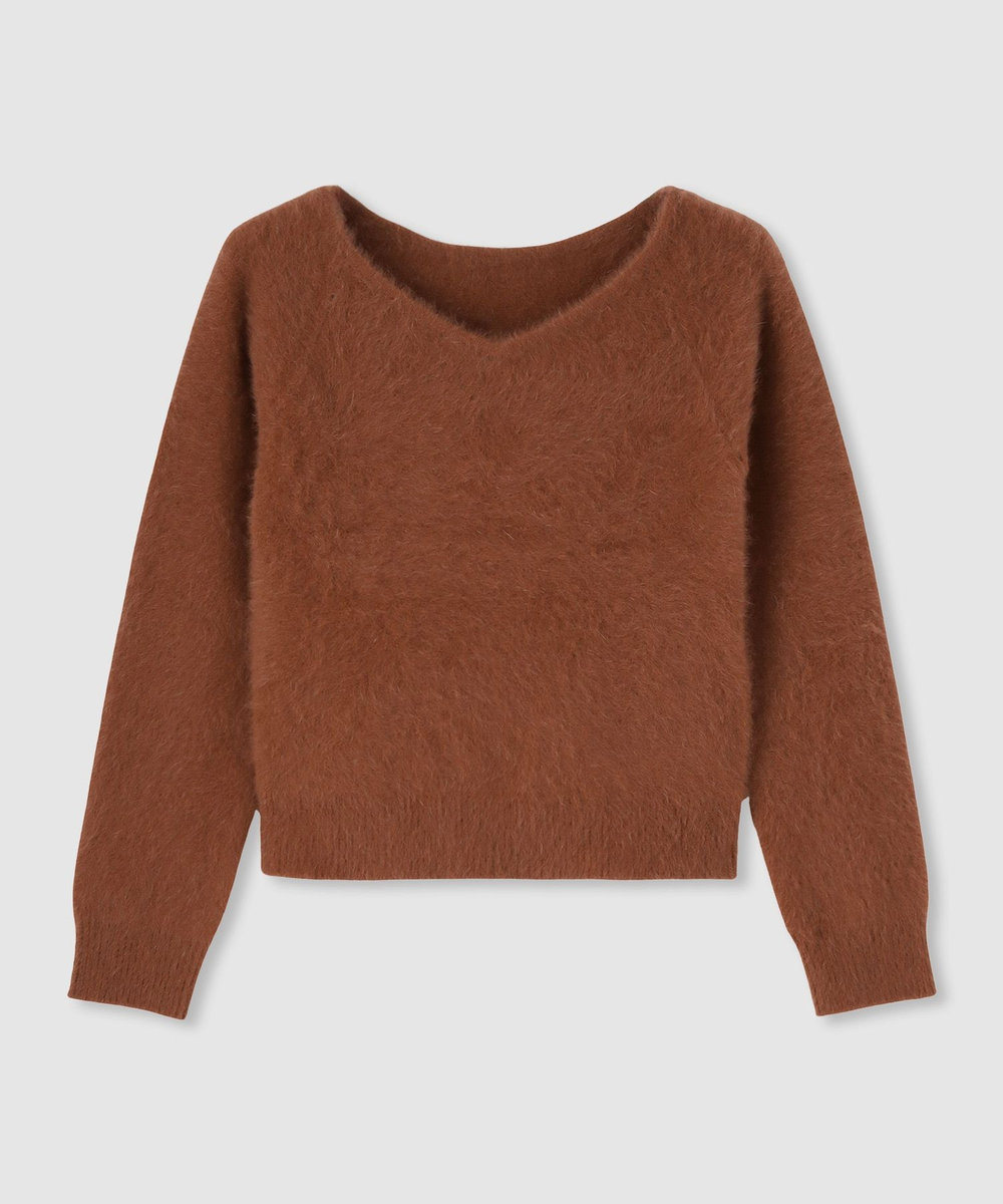 LOULOU WILLOUGHBY 【LOULOU WILLOUGHBY】カシミヤブレンドファー加工プルオーバー キャメル (84)