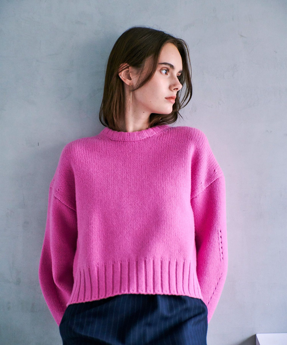 アルチビオ　◆　ウール混リブニットプルオーバー　新品未使用 ウールカシミヤランタンスリーブプルオーバー|allureville OFFICIAL