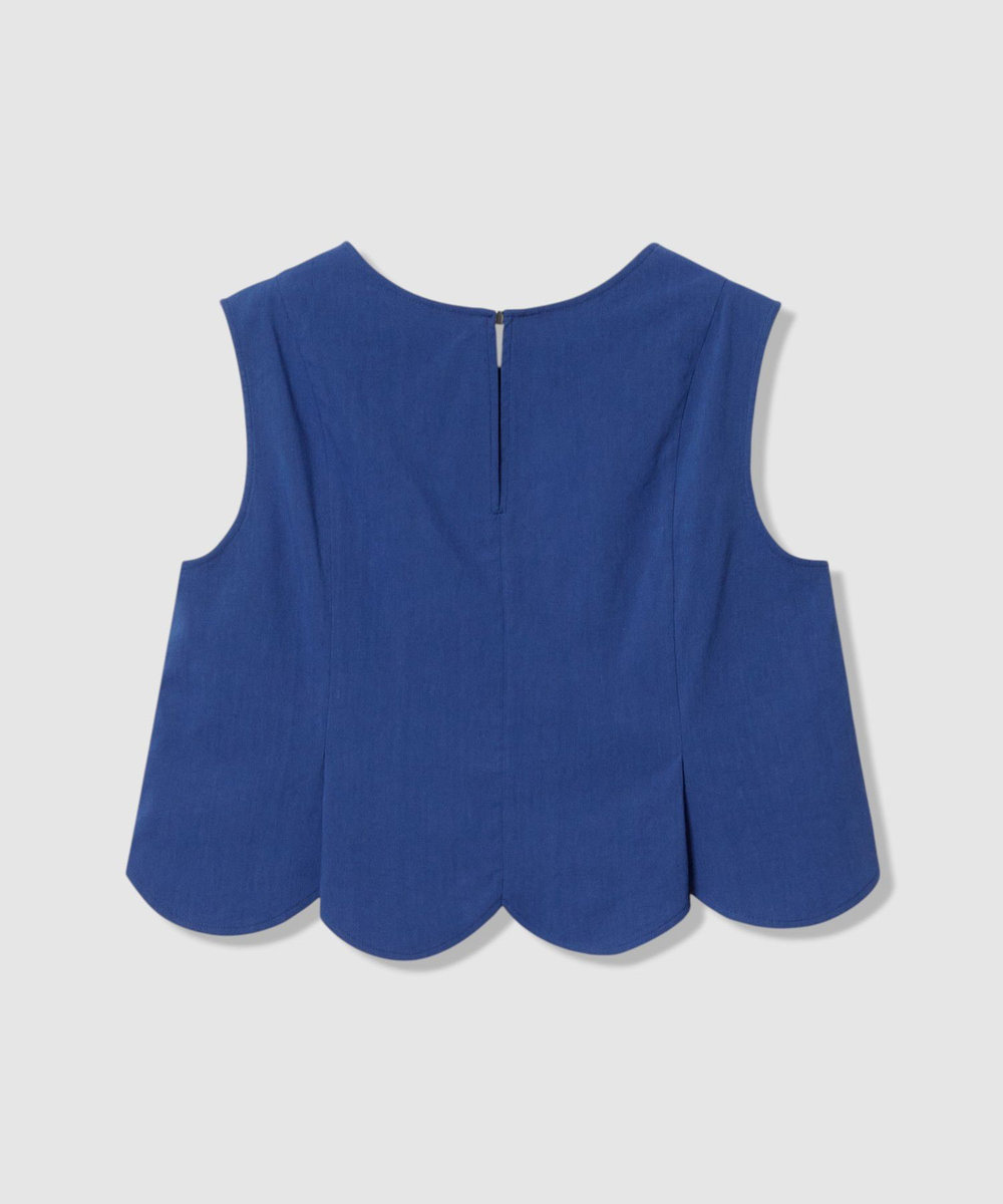 LOULOU WILLOUGHBY 【LOULOU WILLOUGHBY】コットンリネンスカラップヘムブラウス ブルー (61)