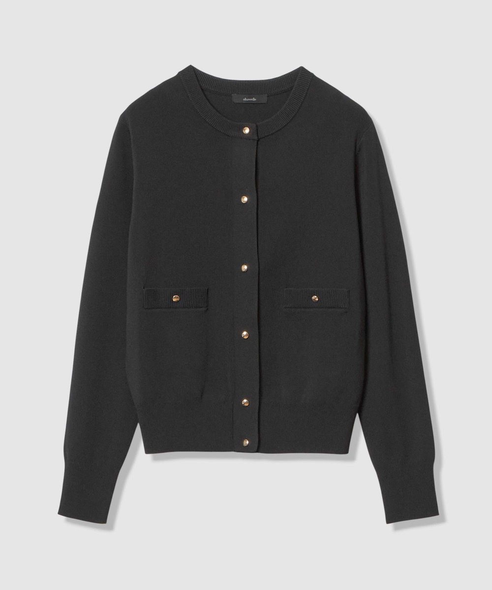 allureville ポケットクルーカーディガン ブラック (95)