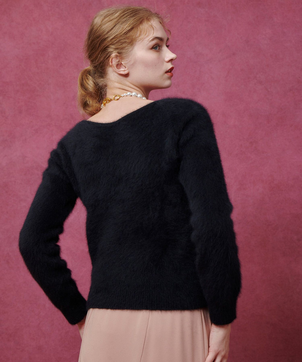 LOULOU WILLOUGHBY 【LOULOU WILLOUGHBY】カシミヤブレンドファー加工プルオーバー ブラック (95)