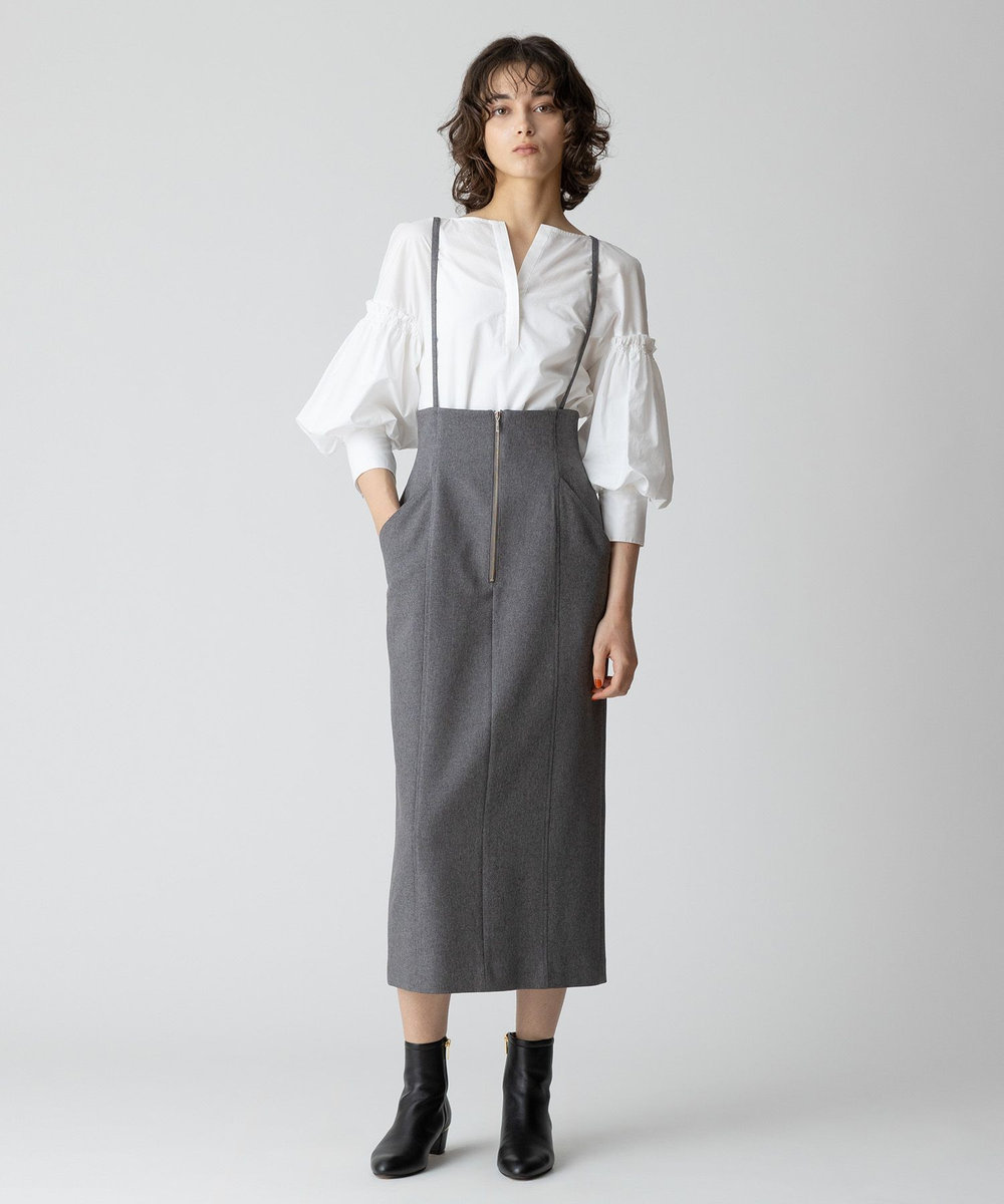 allureville フロントジップサスペンダースカート グレー (92)