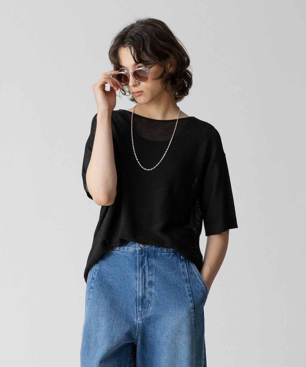 allureville スパークルヤーンプルオーバー ブラック (95)