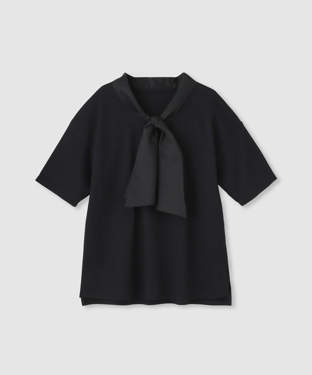 allureville ボウタイ付Tシャツ ブラック (95)