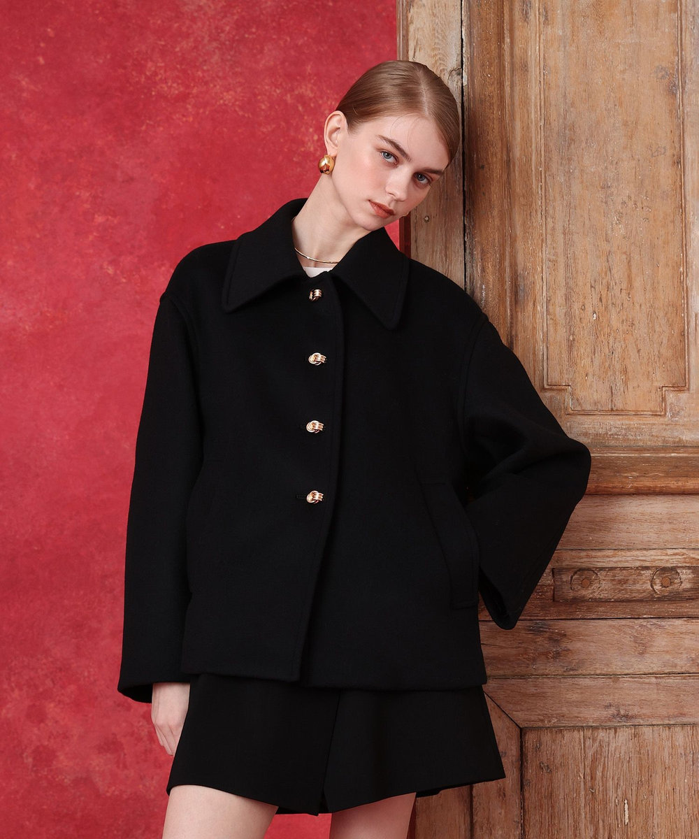 LOULOU WILLOUGHBY シャルムビーバーショートコート ブラック (95)