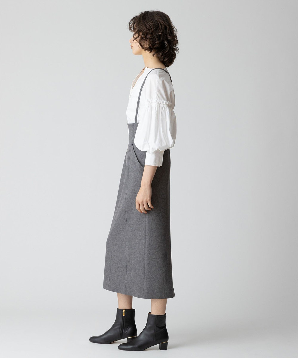 allureville フロントジップサスペンダースカート グレー (92)