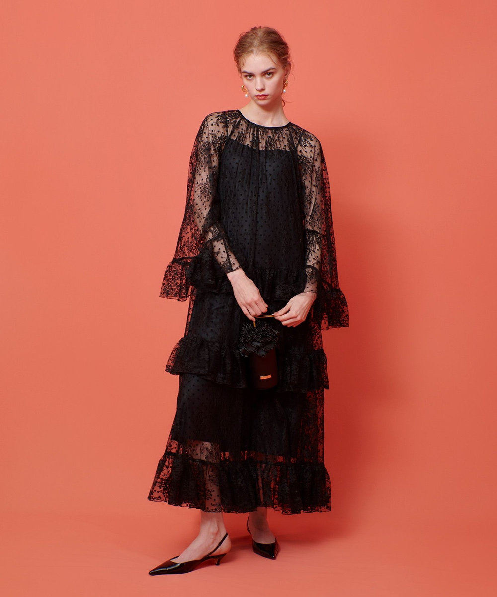 LOULOU WILLOUGHBY】フロッキードットレースワンピース|allureville