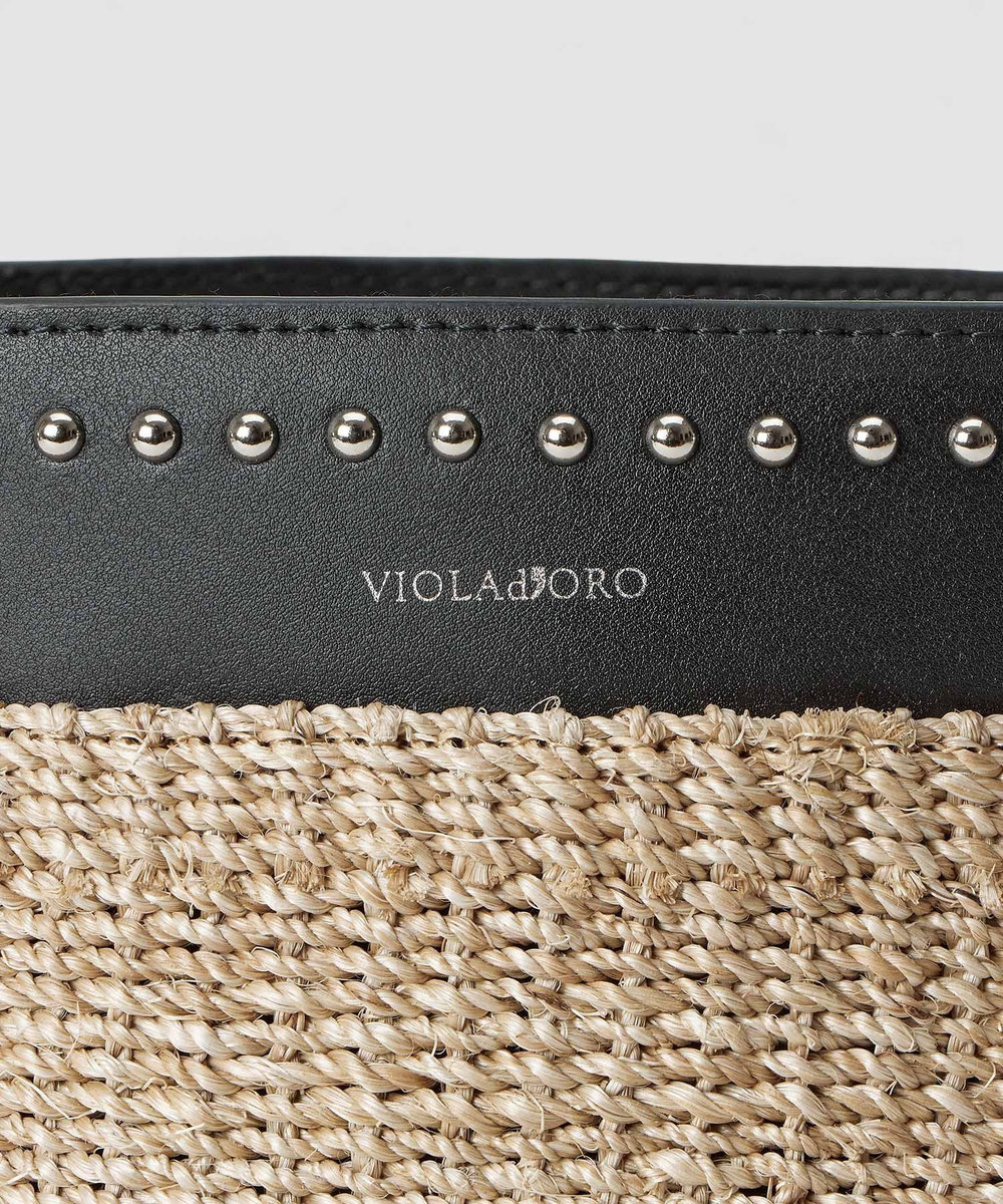 buying 【VIOLAd'ORO (ヴィオラドーロ)】アバカスエードトリムカゴショルダーバッグ ブラック系 (98)