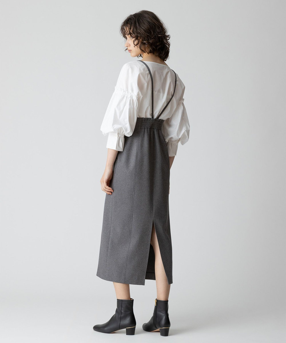 allureville フロントジップサスペンダースカート グレー (92)